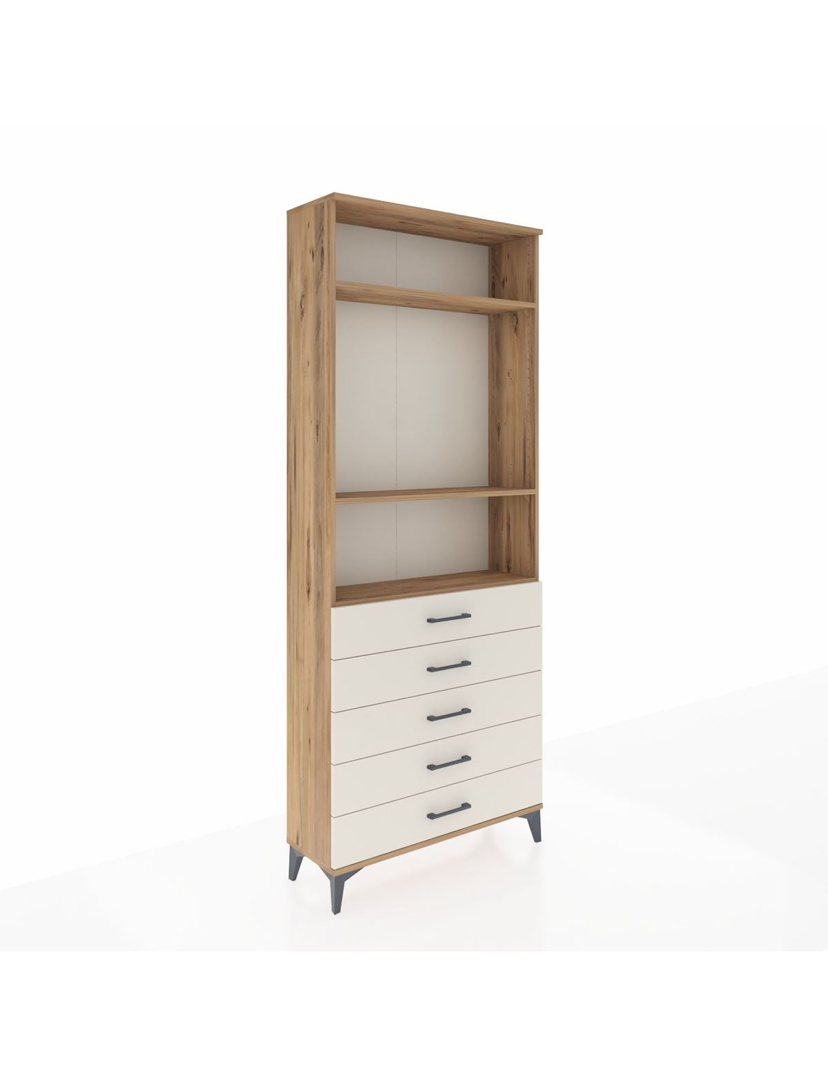 Arges Dolap 3 Raflı 5 Çekmeceli 88x30x221 Çam-Aytaşı