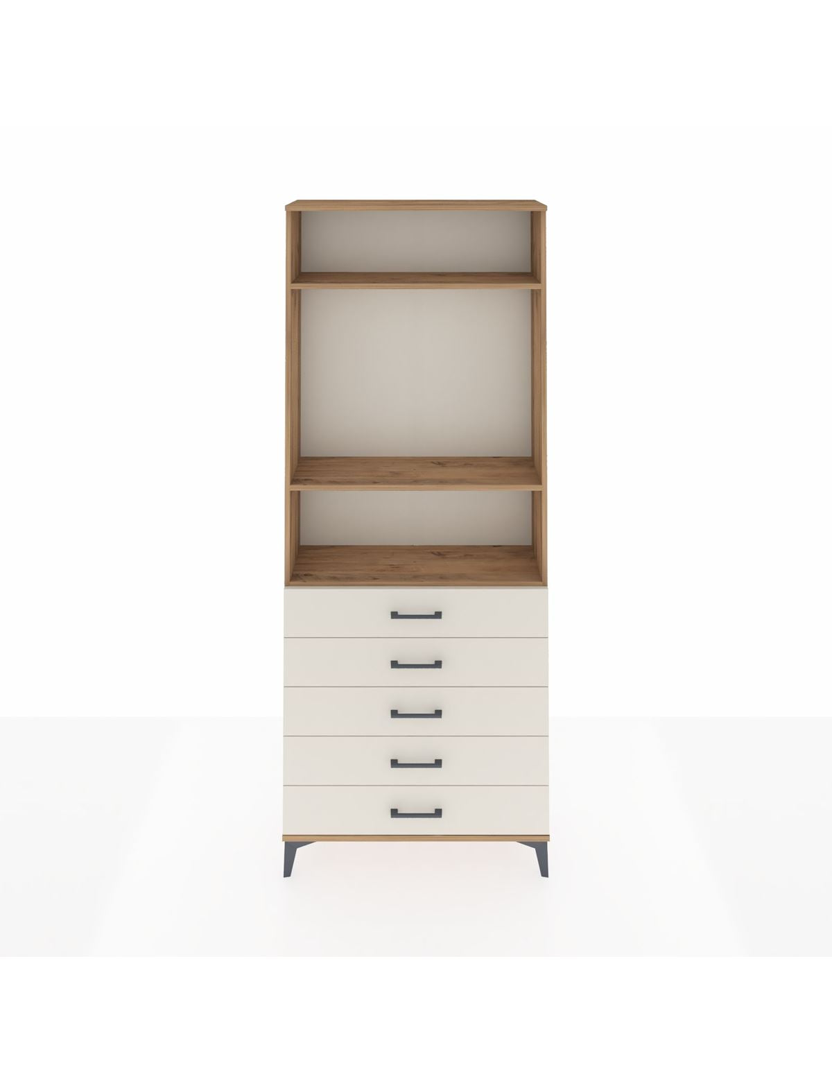 Arges Dolap 3 Raflı 5 Çekmeceli 88x30x221 Çam-Aytaşı