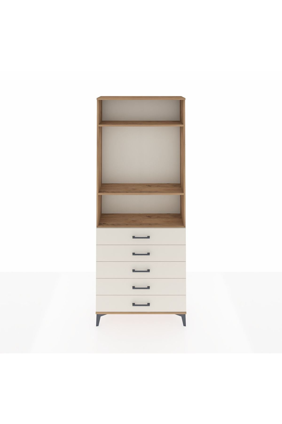 Arges Dolap 3 Raflı 5 Çekmeceli 88x30x221 Çam-Aytaşı
