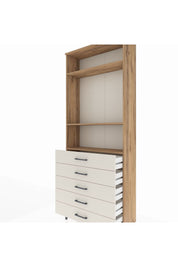 Arges Dolap 3 Raflı 5 Çekmeceli 88x30x221 Çam-Aytaşı
