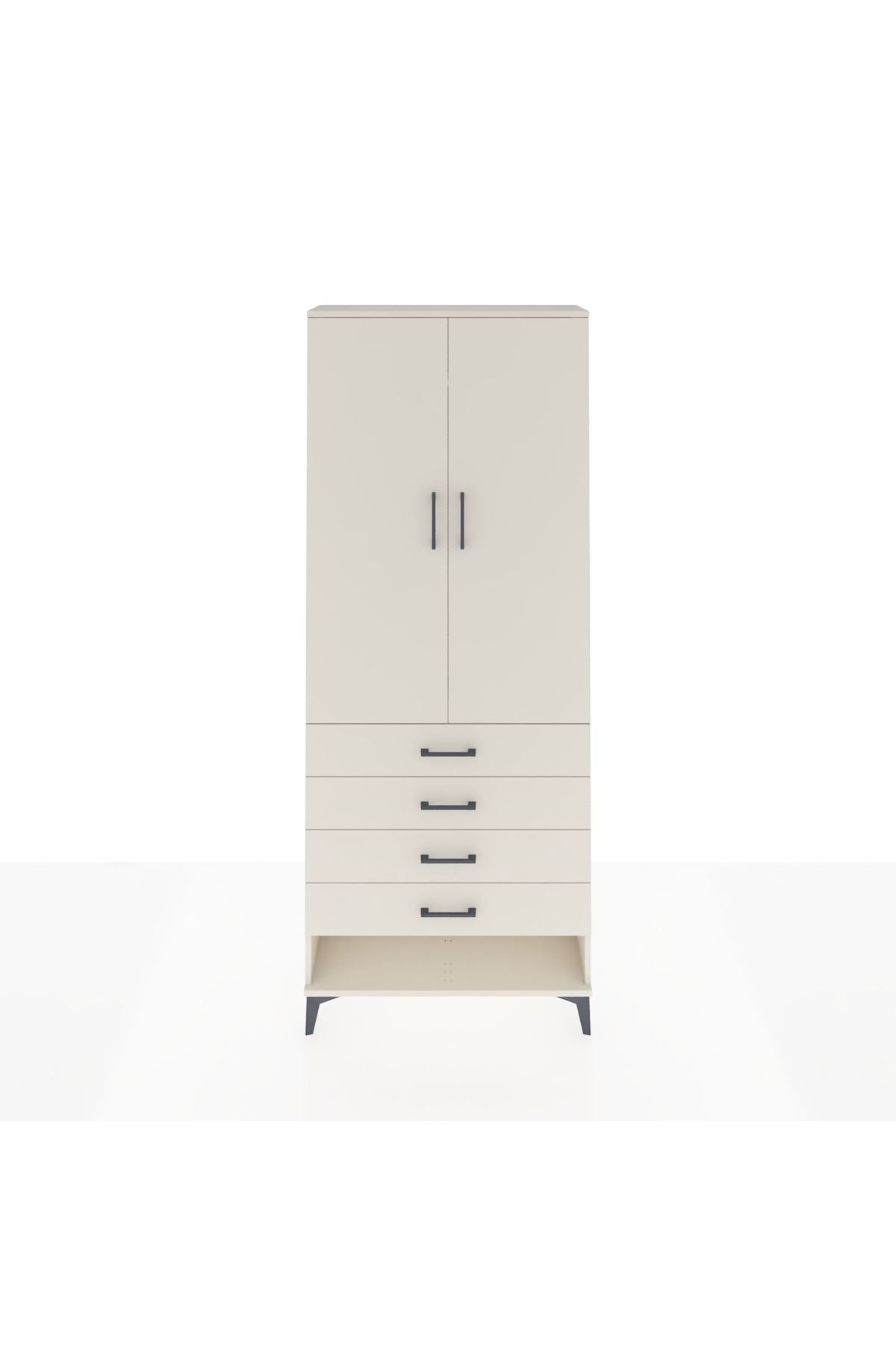 Arges Dolap 2 Raflı 4 Çekmeceli Tek Askılı 88x30x221 Aytaşı-Aytaşı