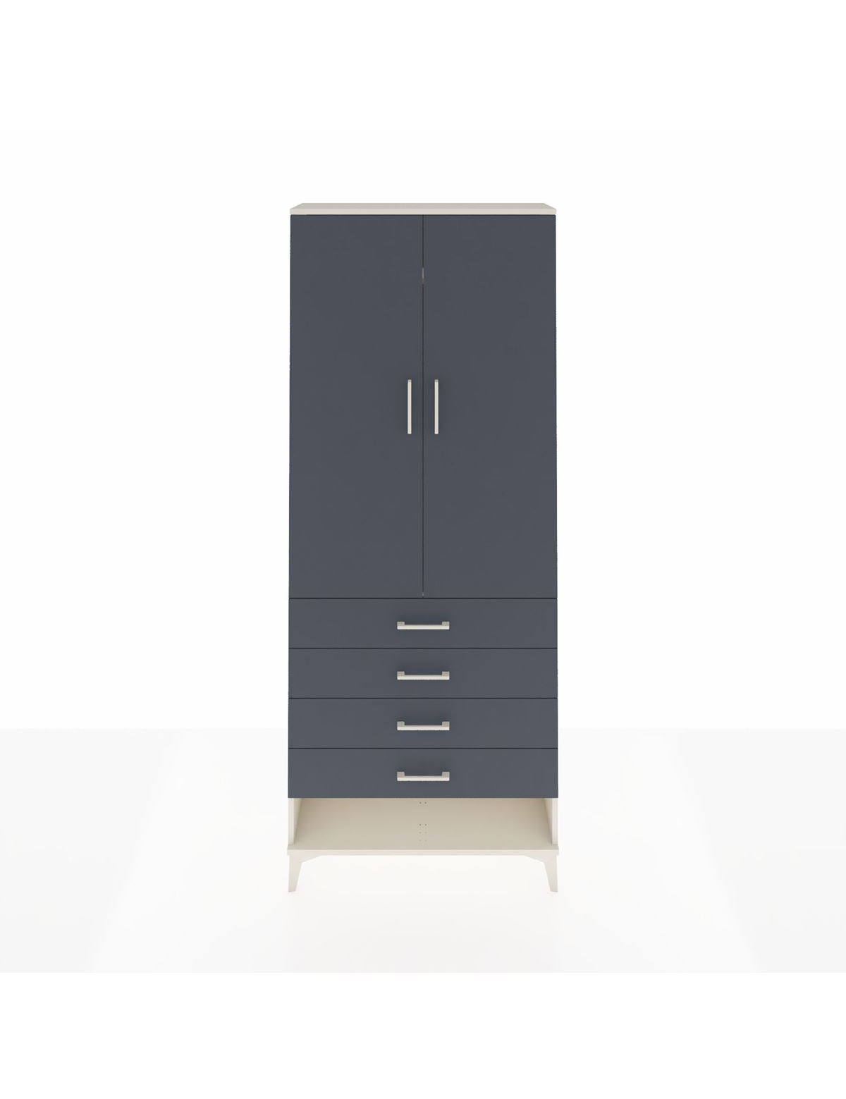 Arges Dolap 2 Raflı 4 Çekmeceli Tek Askılı 88x30x221 Aytaşı-Antrasit