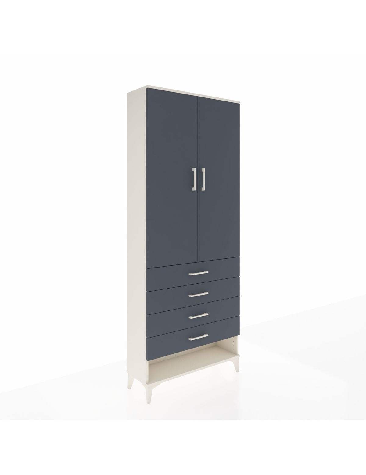 Arges Dolap 2 Raflı 4 Çekmeceli Tek Askılı 88x30x221 Aytaşı-Antrasit