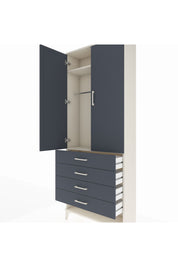 Arges Dolap 2 Raflı 4 Çekmeceli Tek Askılı 88x30x221 Aytaşı-Antrasit