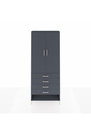 Arges Dolap 2 Raflı 4 Çekmeceli Tek Askılı 88x30x221 Antrasit-Antrasit