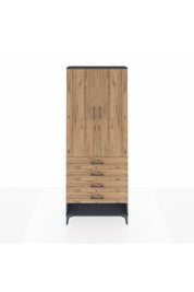 Arges Dolap 2 Raflı 4 Çekmeceli Tek Askılı 88x30x221 Antrasit-Çam