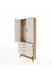 Arges Dolap 2 Raflı 4 Çekmeceli Tek Askılı 88x30x221 Çam-Aytaşı