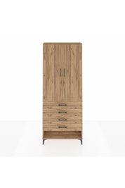 Arges Dolap 2 Raflı 4 Çekmeceli Tek Askılı 88x30x221 Çam-Çam