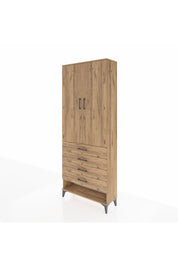 Arges Dolap 2 Raflı 4 Çekmeceli Tek Askılı 88x30x221 Çam-Çam