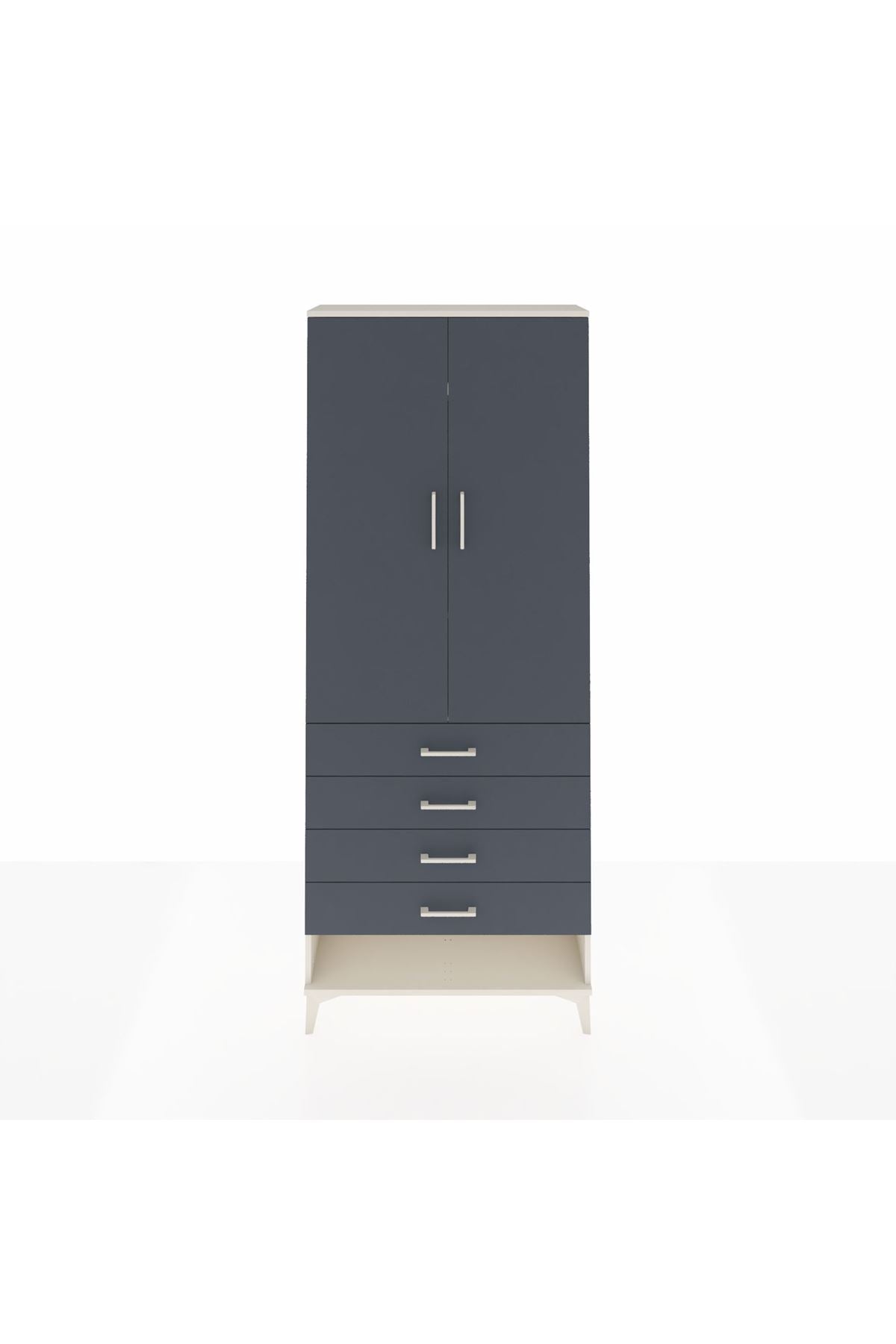 Arges Dolap 3 Raflı 4 Çekmeceli 2 Kapaklı 88x30x221 Aytaşı-Antrasit