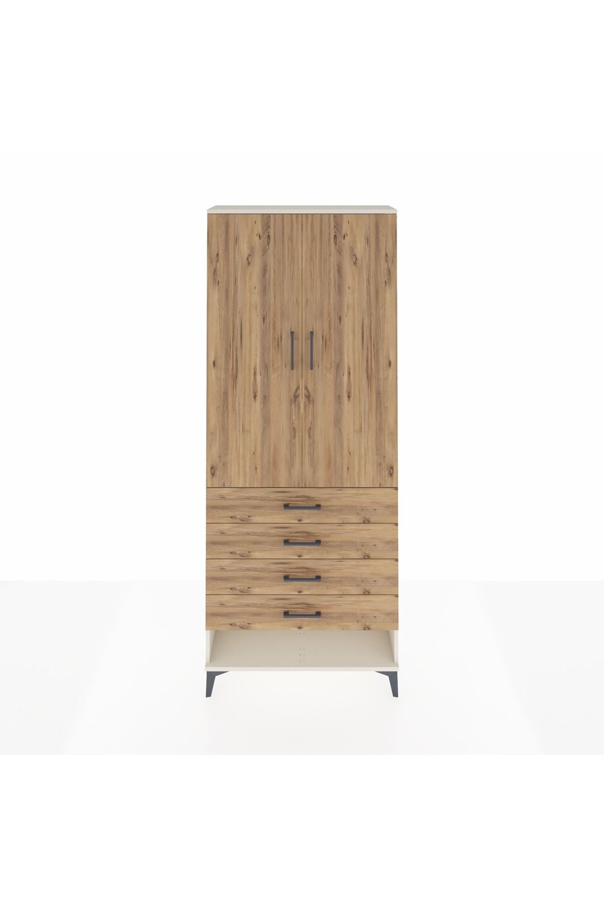 Arges Dolap 3 Raflı 4 Çekmeceli 2 Kapaklı 88x30x221 Aytaşı-Çam