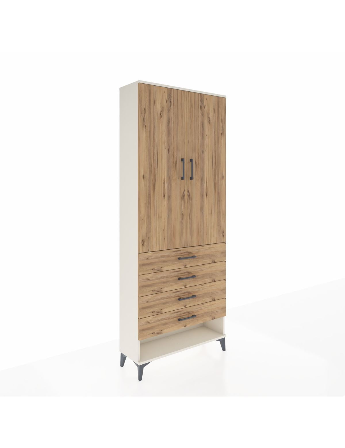 Arges Dolap 3 Raflı 4 Çekmeceli 2 Kapaklı 88x30x221 Aytaşı-Çam