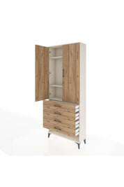 Arges Dolap 3 Raflı 4 Çekmeceli 2 Kapaklı 88x30x221 Aytaşı-Çam