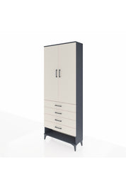 Arges Dolap 3 Raflı 4 Çekmeceli 2 Kapaklı 88x30x221 Antrasit-Aytaşı