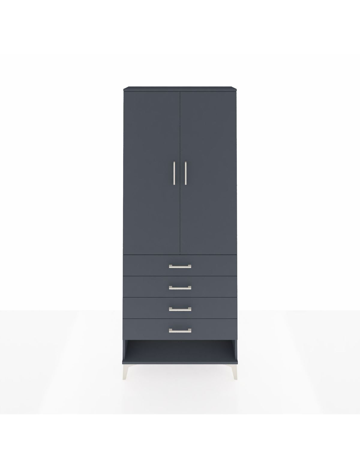 Arges Dolap 3 Raflı 4 Çekmeceli 2 Kapaklı 88x30x221 Antrasit-Antrasit