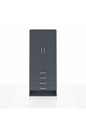 Arges Dolap 3 Raflı 4 Çekmeceli 2 Kapaklı 88x30x221 Antrasit-Antrasit