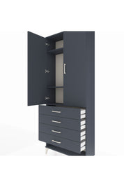 Arges Dolap 3 Raflı 4 Çekmeceli 2 Kapaklı 88x30x221 Antrasit-Antrasit