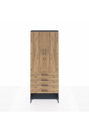 Arges Dolap 3 Raflı 4 Çekmeceli 2 Kapaklı 88x30x221 Antrasit-Çam