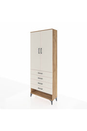 Arges Dolap 3 Raflı 4 Çekmeceli 2 Kapaklı 88x30x221 Çam-Aytaşı