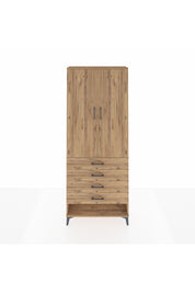 Arges Dolap 3 Raflı 4 Çekmeceli 2 Kapaklı 88x30x221 Çam-Çam