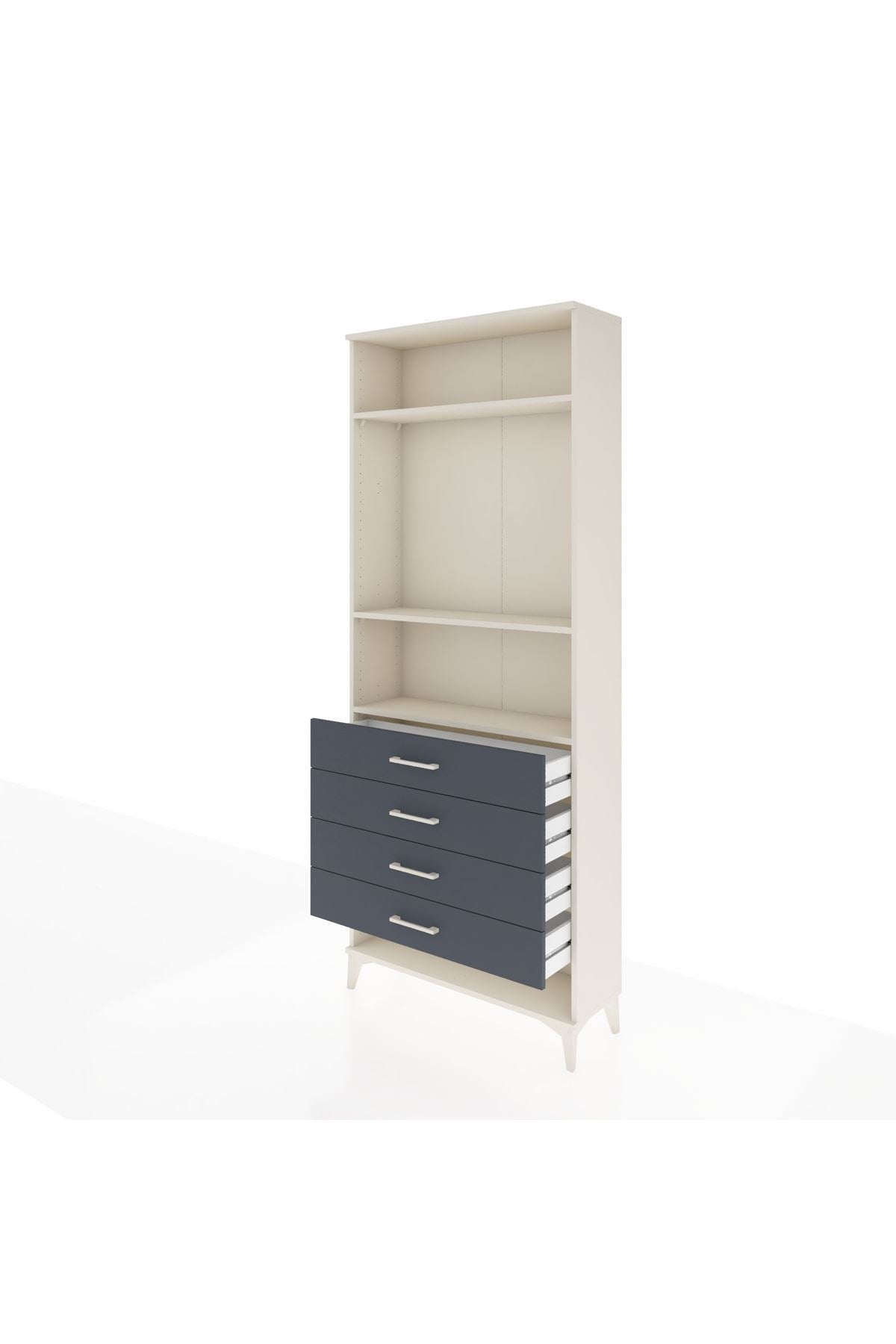 Arges Dolap 3 Raflı 4 Çekmeceli 88x30x221 Aytaşı-Antrasit