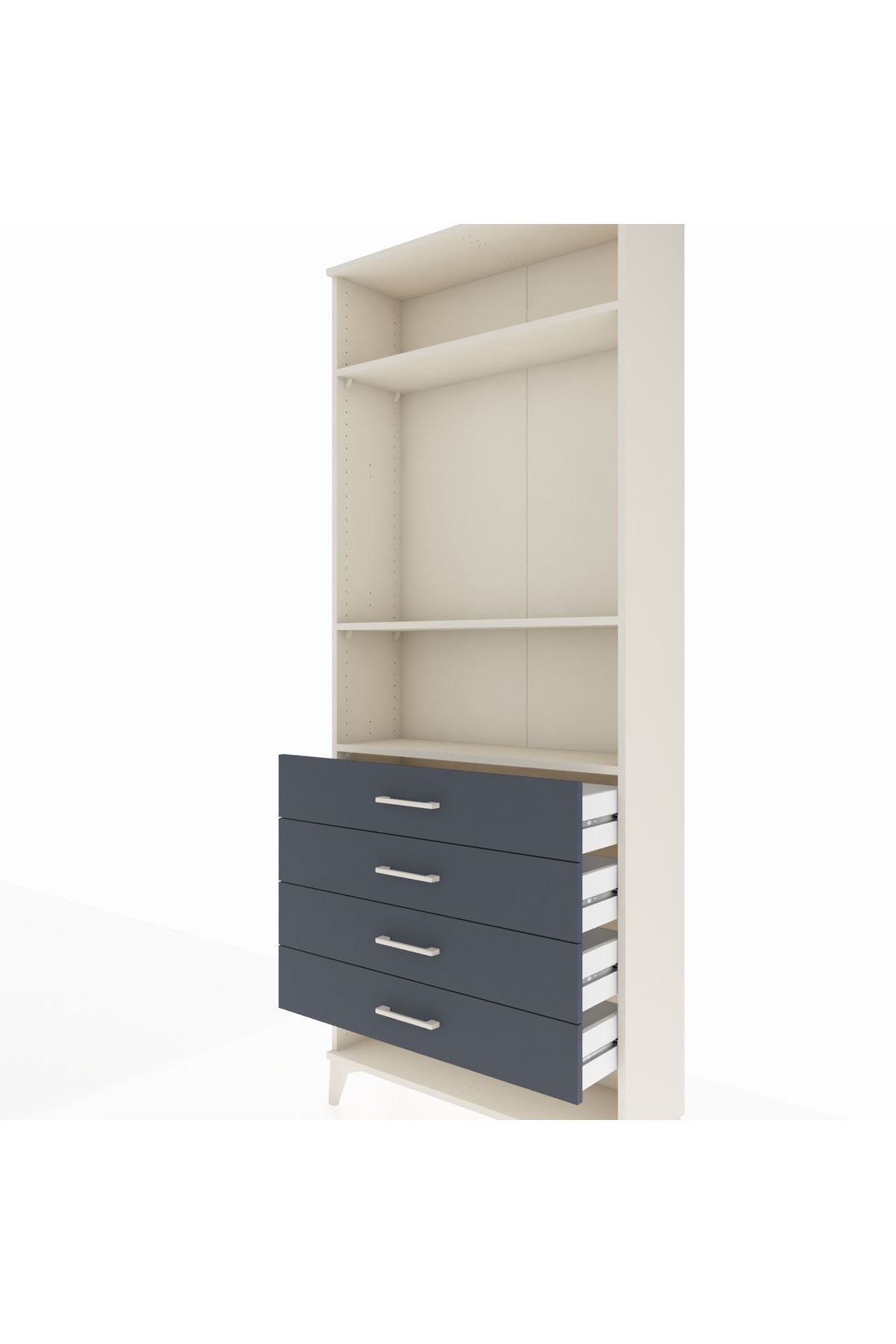 Arges Dolap 3 Raflı 4 Çekmeceli 88x30x221 Aytaşı-Antrasit