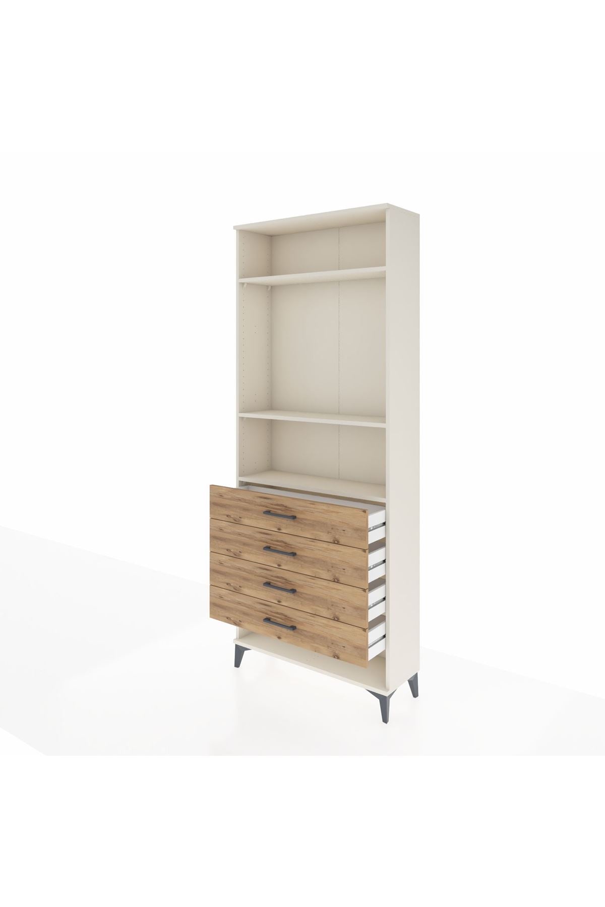 Arges Dolap 3 Raflı 4 Çekmeceli 88x30x221 Aytaşı-Çam