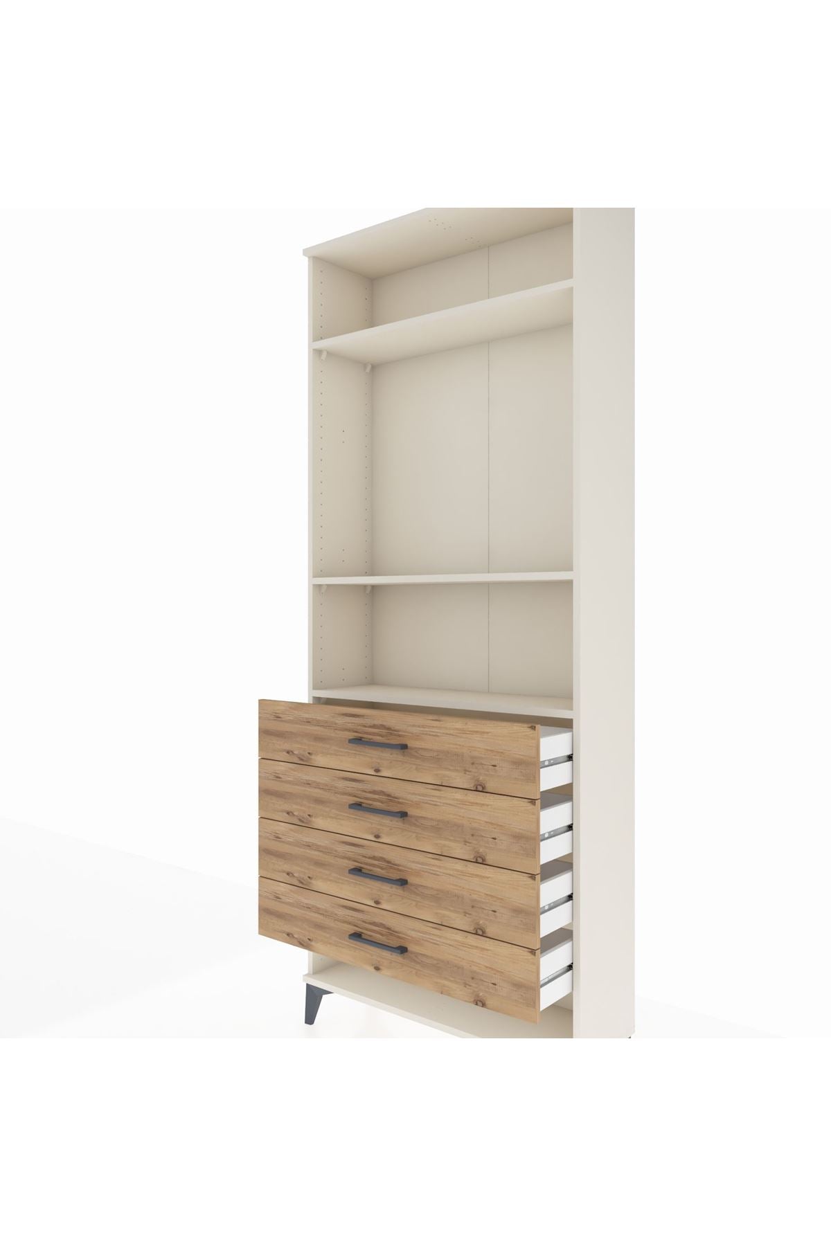 Arges Dolap 3 Raflı 4 Çekmeceli 88x30x221 Aytaşı-Çam