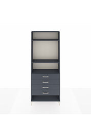 Arges Dolap 3 Raflı 4 Çekmeceli 88x30x221 Antrasit-Antrasit