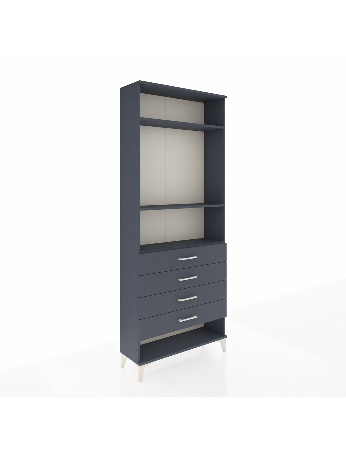 Arges Dolap 3 Raflı 4 Çekmeceli 88x30x221 Antrasit-Antrasit