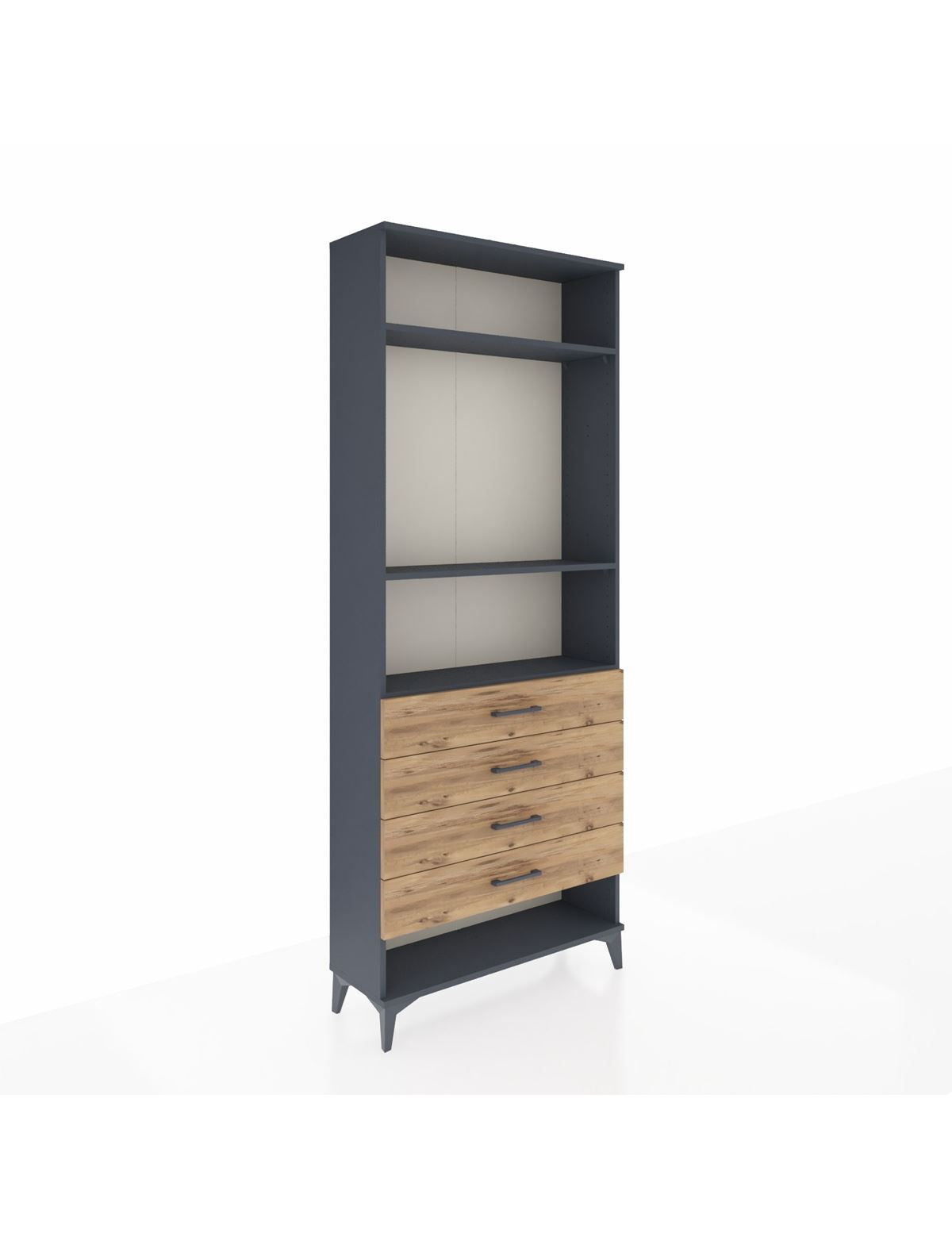 Arges Dolap 3 Raflı 4 Çekmeceli 88x30x221 Antrasit-Çam