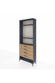 Arges Dolap 3 Raflı 4 Çekmeceli 88x30x221 Antrasit-Çam