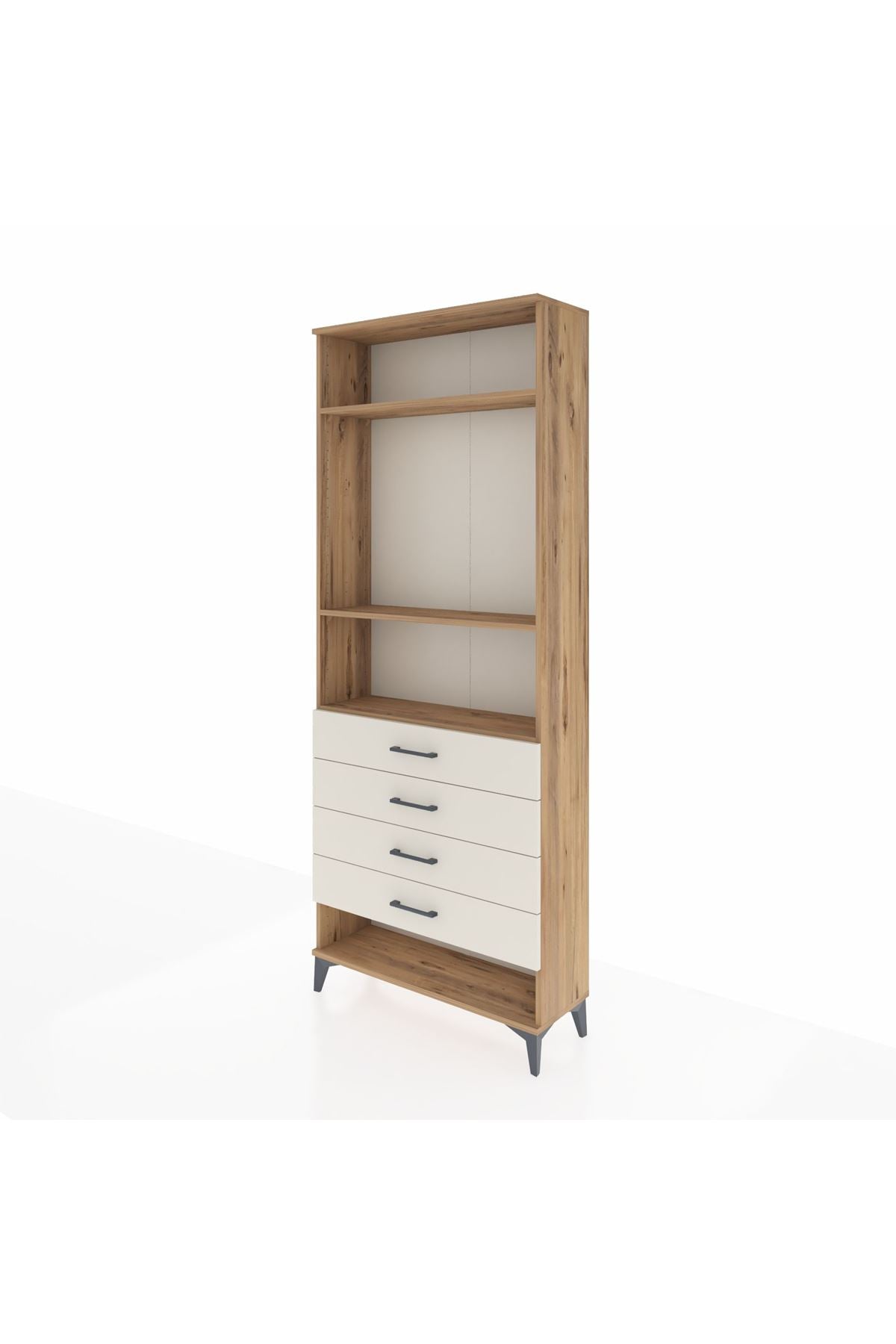 Arges Dolap 3 Raflı 4 Çekmeceli 88x30x221 Çam-Aytaşı