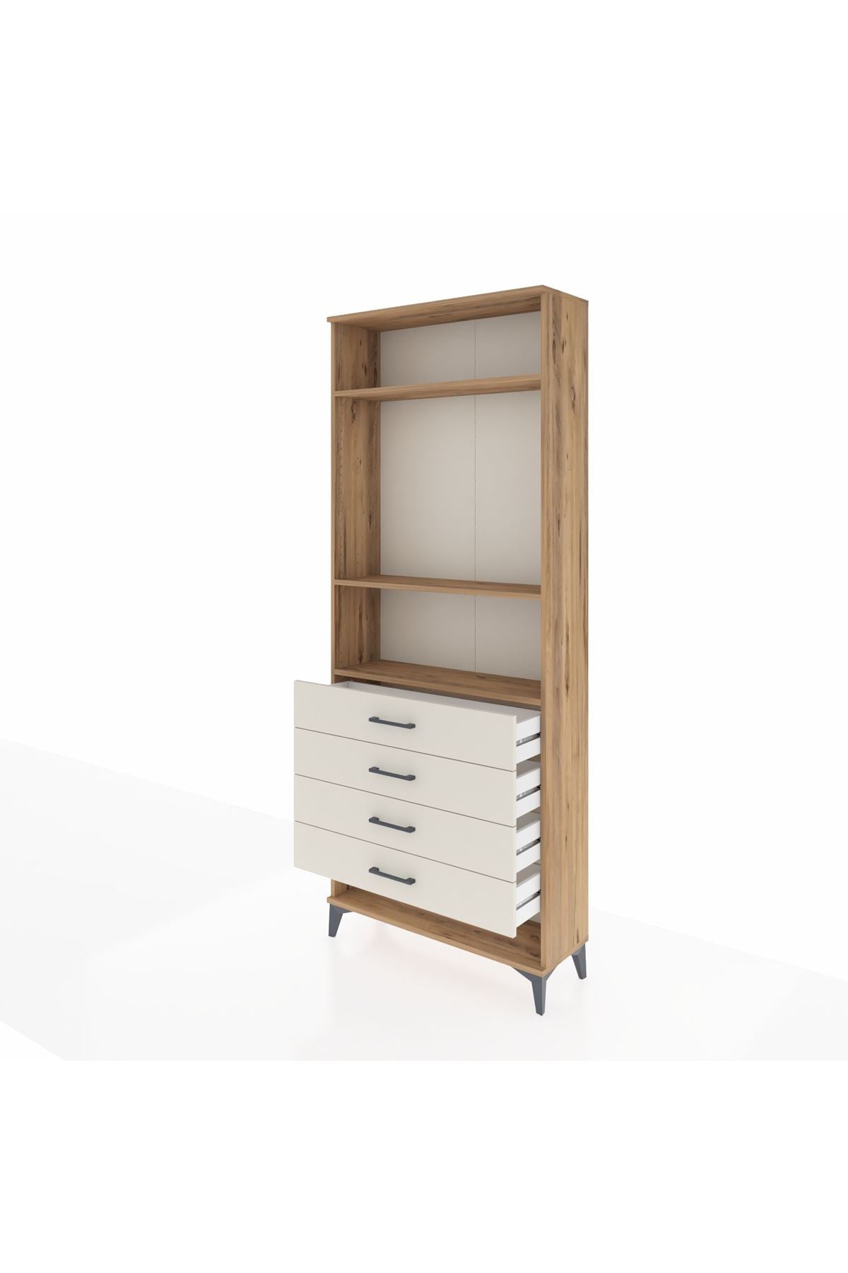 Arges Dolap 3 Raflı 4 Çekmeceli 88x30x221 Çam-Aytaşı