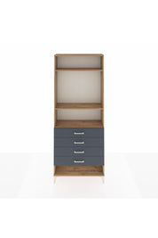 Arges Dolap 3 Raflı 4 Çekmeceli 88x30x221 Çam-Antrasit