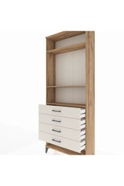 Arges Dolap 3 Raflı 4 Çekmeceli 88x30x221 Çam-Aytaşı