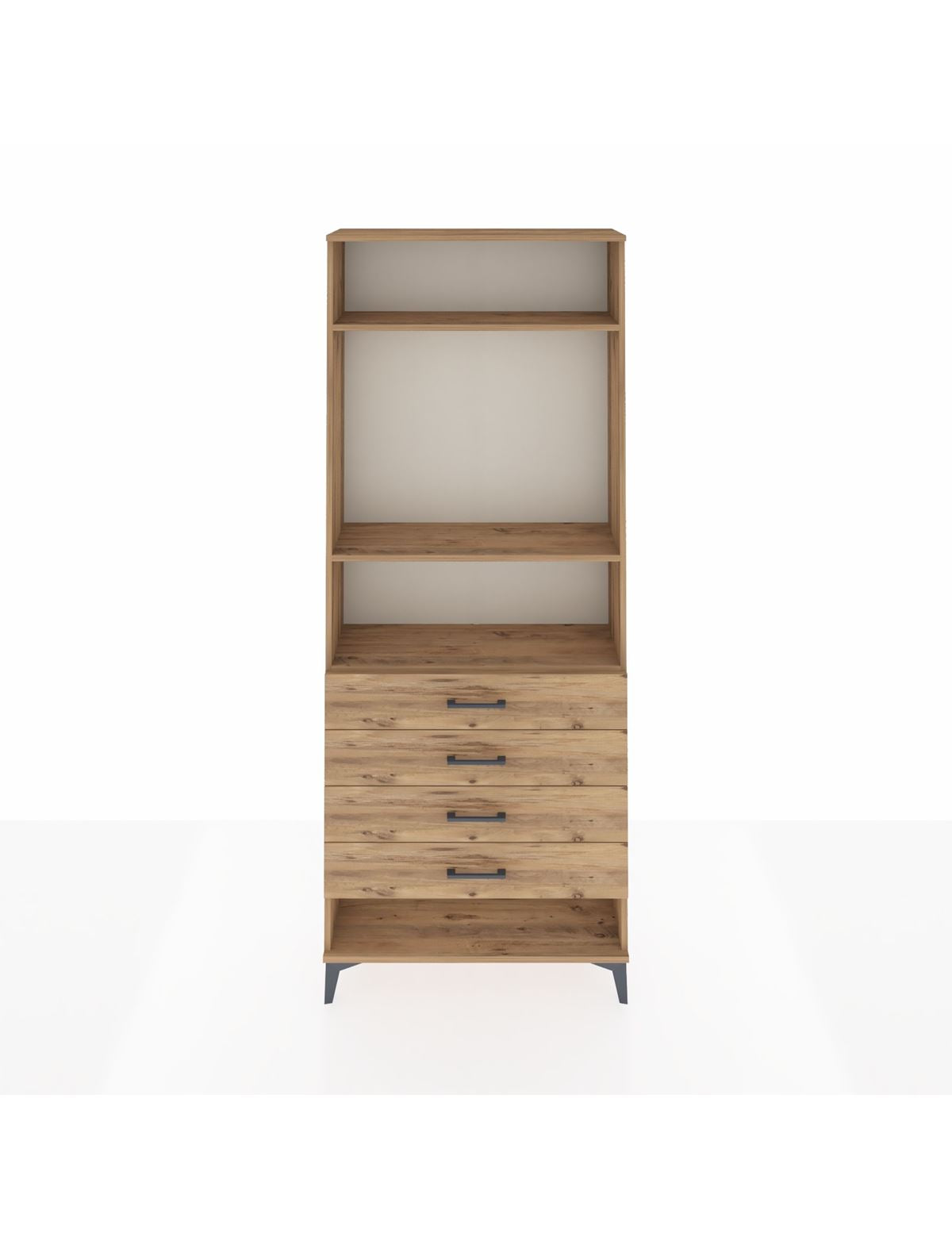 Arges Dolap 3 Raflı 4 Çekmeceli 88x30x221 Çam-Çam