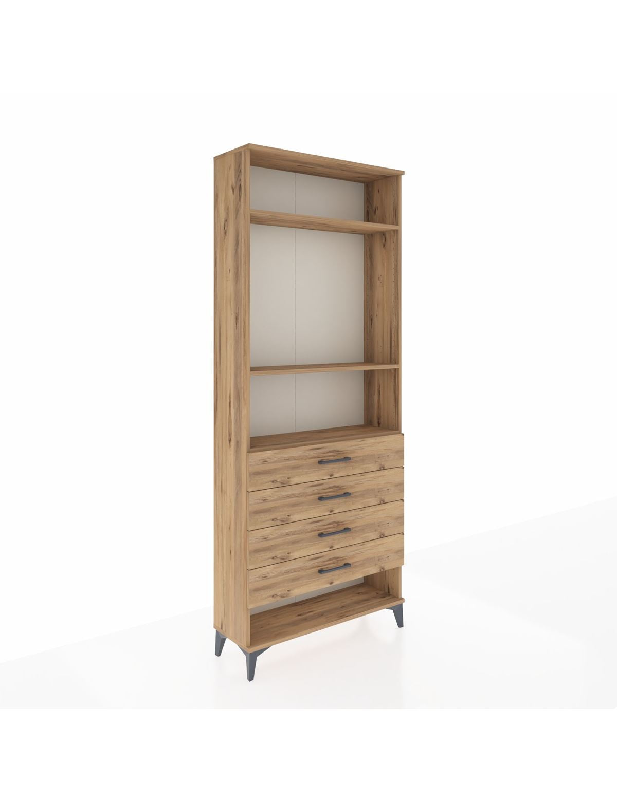 Arges Dolap 3 Raflı 4 Çekmeceli 88x30x221 Çam-Çam