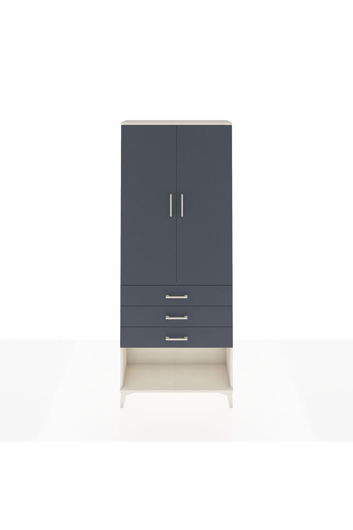 Arges Dolap 2 Raflı 3 Çekmeceli Tek Askılı 88x30x221 Aytaşı-Antrasit