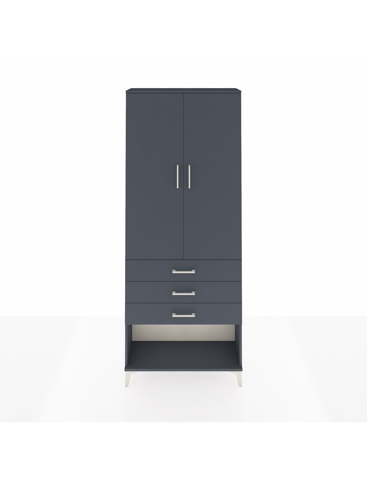 Arges Dolap 2 Raflı 3 Çekmeceli Tek Askılı 88x30x221 Antrasit-Antrasit