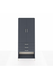 Arges Dolap 2 Raflı 3 Çekmeceli Tek Askılı 88x30x221 Antrasit-Antrasit