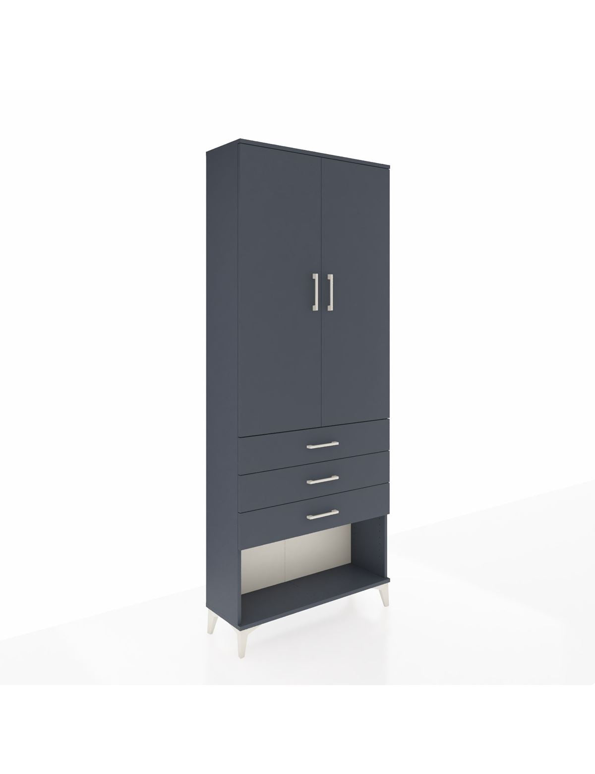 Arges Dolap 2 Raflı 3 Çekmeceli Tek Askılı 88x30x221 Antrasit-Antrasit