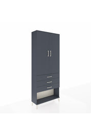 Arges Dolap 2 Raflı 3 Çekmeceli Tek Askılı 88x30x221 Antrasit-Antrasit