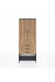 Arges Dolap 2 Raflı 3 Çekmeceli Tek Askılı 88x30x221 Antrasit-Çam