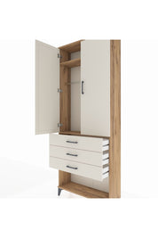 Arges Dolap 2 Raflı 3 Çekmeceli Tek Askılı 88x30x221 Çam-Aytaşı