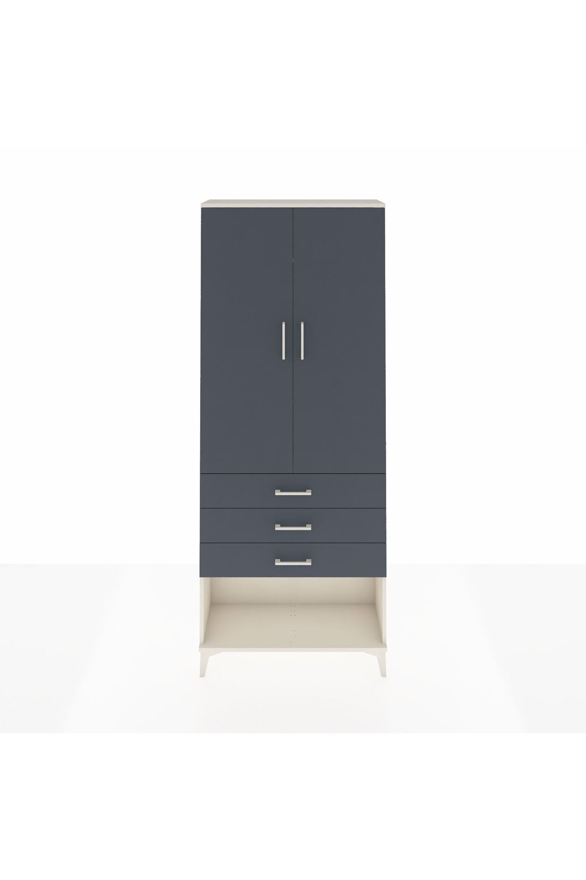 Arges Dolap 3 Raflı 3 Çekmeceli 2 Kapaklı 88x30x221 Aytaşı-Antrasit