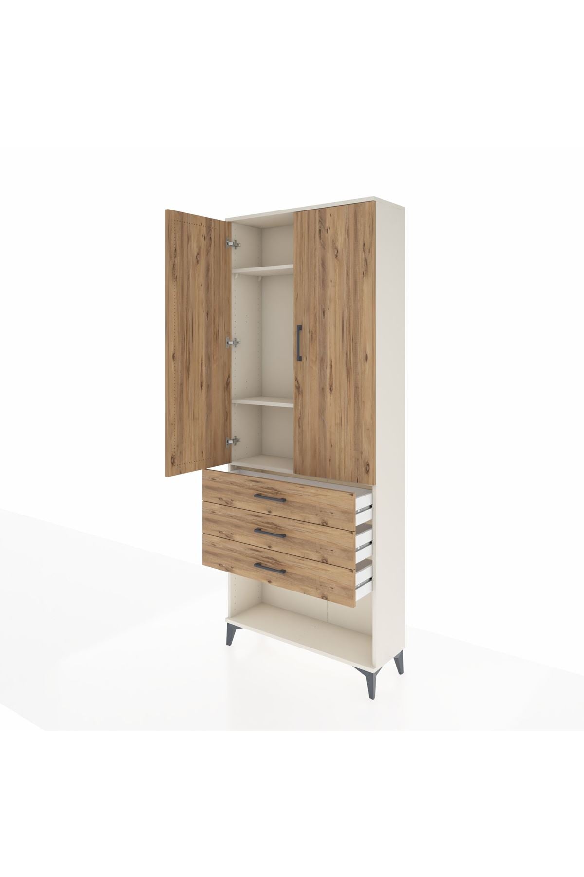 Arges Dolap 3 Raflı 3 Çekmeceli 2 Kapaklı 88x30x221 Aytaşı-Çam