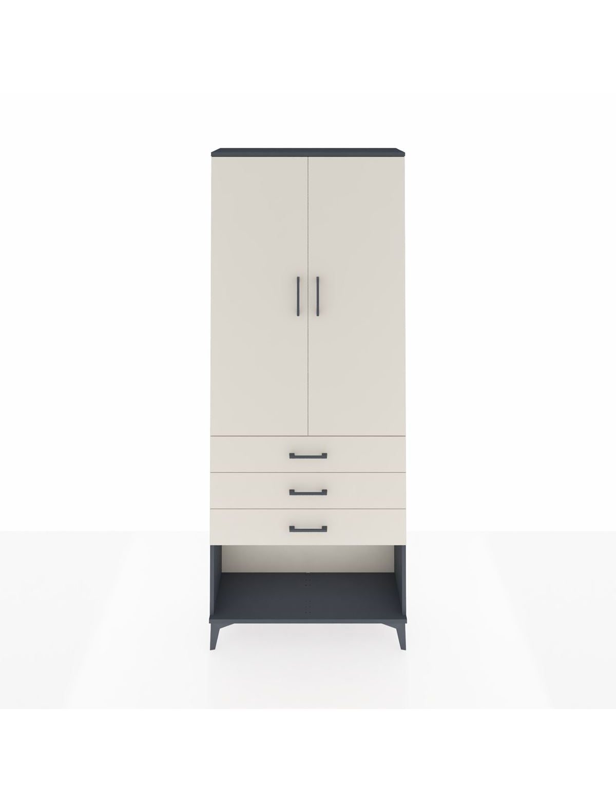 Arges Dolap 3 Raflı 3 Çekmeceli 2 Kapaklı 88x30x221 Antrasit-Aytaşı