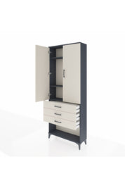 Arges Dolap 3 Raflı 3 Çekmeceli 2 Kapaklı 88x30x221 Antrasit-Aytaşı