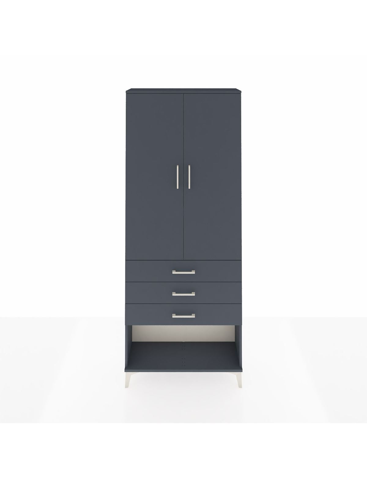 Arges Dolap 3 Raflı 3 Çekmeceli 2 Kapaklı 88x30x221 Antrasit-Antrasit